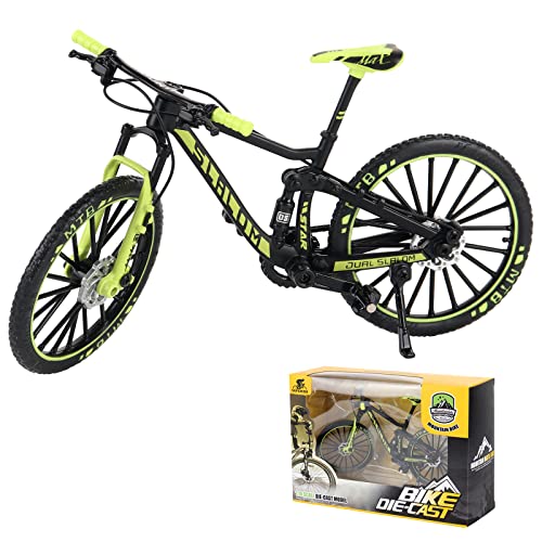 FENGQ Modelo de Bicicleta de 1:10 Dedos, Juguete Modelo de Bicicleta de montaña, Mini Juguete Modelo de Bicicleta, Bicicleta de Dedos en Miniatura para Juguetes de niños (Verde)