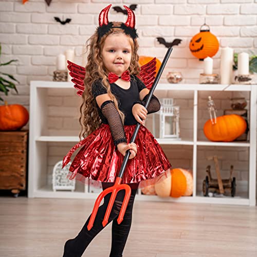 Fennoral 5 pz Juego disfraz diablo disfraz hada para niños disfraz diablo para niñas diadema cuernos diablo pajarita alas cola tutús para disfraz Halloween regalo fiesta cosplay imitación