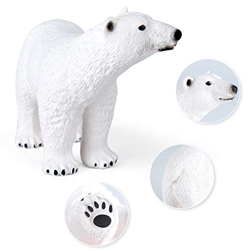 FEPITO 8 Piezas Invierno Realista del Oso Polar Animal Figuras Miniatura Figurita Toy Mini para Navidad Adornos de Bricolaje Bosque Granja del cumpleaños de la Torta Decoración