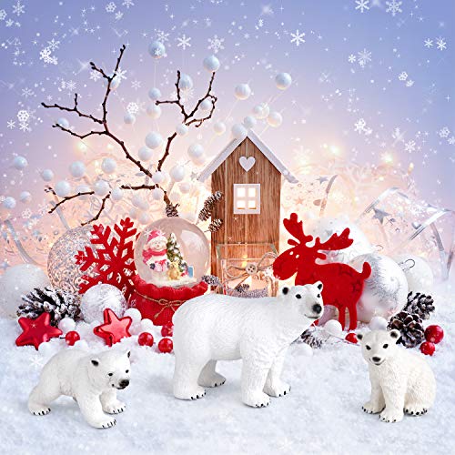 FEPITO 8 Piezas Invierno Realista del Oso Polar Animal Figuras Miniatura Figurita Toy Mini para Navidad Adornos de Bricolaje Bosque Granja del cumpleaños de la Torta Decoración