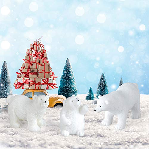 FEPITO 8 Piezas Invierno Realista del Oso Polar Animal Figuras Miniatura Figurita Toy Mini para Navidad Adornos de Bricolaje Bosque Granja del cumpleaños de la Torta Decoración