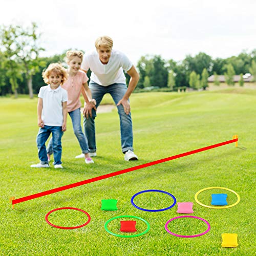 FEPITO Juego Combinado de Juegos, Multicolor, al Aire Libre de Pascua 6 en 1 Carnival Cornhole Bean Bags Ring Toss Game Supplies 36 Pcs Set