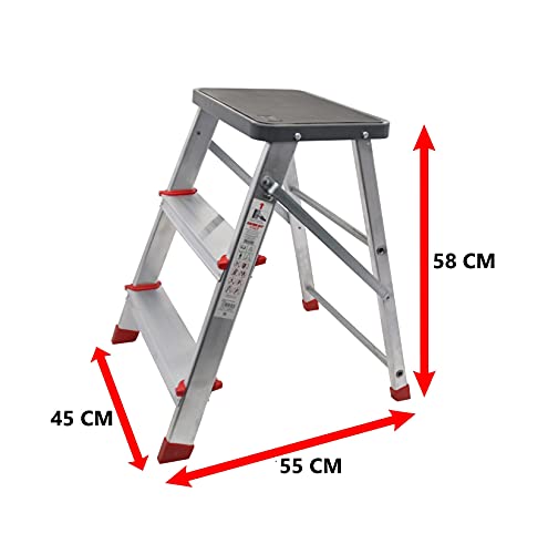 FERRETERIA LEPANTO Escalerilla, Taburete o escalón Plegable de Aluminio de 3 peldaños