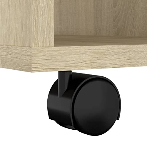 Festnjght Mesa Auxiliar con Ruedas Mesa Lateral de Sofá Armario para Impresora de Oficina Cajonera Escritorio con Ruedas con Bloqueo Diseño Compacto 60x35x75 cm Roble Sonoma