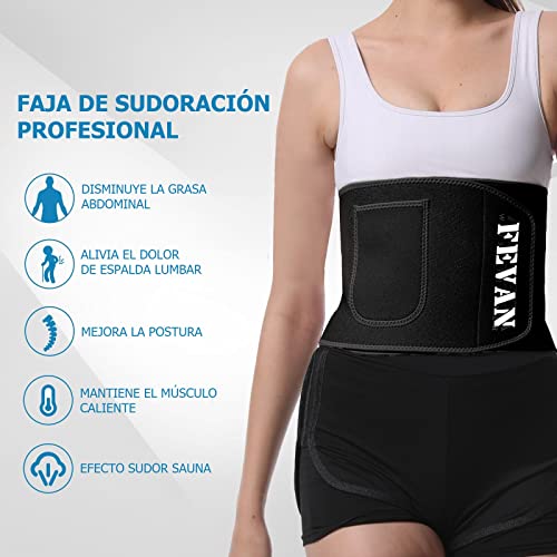 FEVAN Faja Reductora Hombre - Faja Reductora Mujer de Neopreno - Fajas Reductoras Mujer y Hombre - Fajas Reductoras Abdomen (S/M-L/XL) (L/XL, Negro)