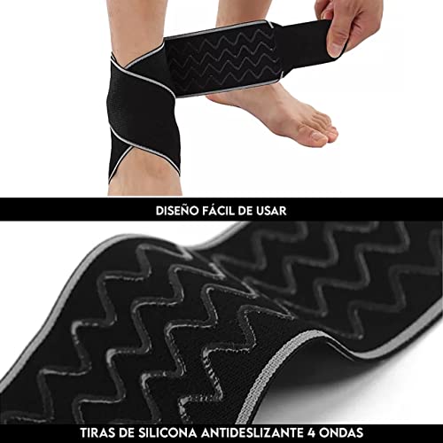 FEVAN Tobillera Para Esguince Antideslizante Ajustable - Tobillera Fascitis Plantar - Tobillera Estabilizadora - Tobillera Deportiva (Negro/Gris) (Gris/Negro)