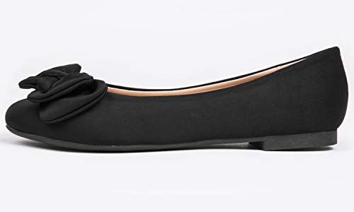 Feversole Women's Round Toe Cute Bow Trim Ballet Flats, Bailarinas de Punta Redonda Decoradas con Lazo de Mujer Bonita