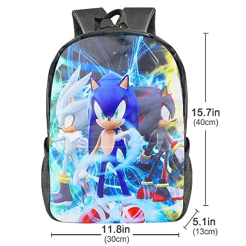 FGen Sonic Mochila Infantil, Mochila infantil para Niños, Mochila Sonic 3d, Bolsa de Escuela Primaria de Jardín de infantes Ajustable duradera, para Niños y Niñas de 5 a 14 Años