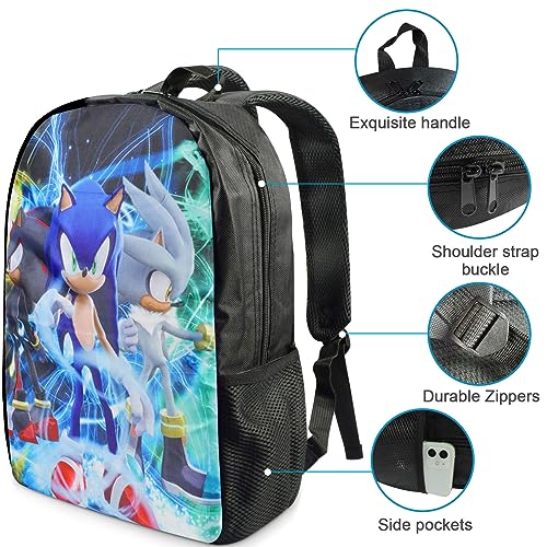 FGen Sonic Mochila Infantil, Mochila infantil para Niños, Mochila Sonic 3d, Bolsa de Escuela Primaria de Jardín de infantes Ajustable duradera, para Niños y Niñas de 5 a 14 Años