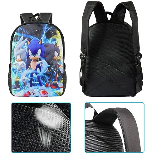 FGen Sonic Mochila Infantil, Mochila infantil para Niños, Mochila Sonic 3d, Bolsa de Escuela Primaria de Jardín de infantes Ajustable duradera, para Niños y Niñas de 5 a 14 Años