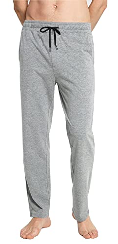 FGFD&OU Pantalones de Deporte Hombre Algodón Pantalon Largos Chándal Jogger Pantalones Deportivos Running Gimnasio Fitness Entrenamiento Yoga para Hombre Slim Fit Bolsillo (Gris Claro, L)