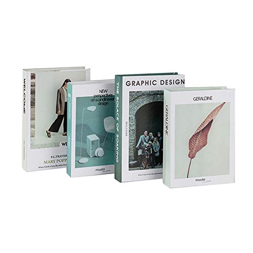 FGYZYP 4 libros decorativos de moda, libros falsos creativos modernos, juego de libros de tapa dura, libro de exhibición falsos de imitación para casa, oficina, bar, mesa de café, estantería, estilo