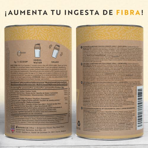 Fibra en polvo - Sabor a mora - Suplemento vegano con inulina, linaza y cáscara de psyllium - Alto contenido de fibra dietética soluble para apoyar el ritmo diario y la salud intestinal