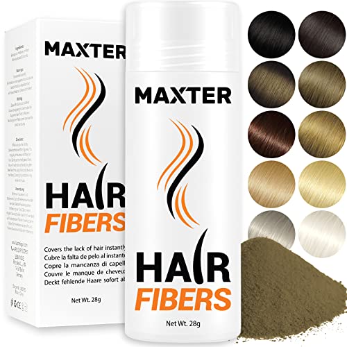 Fibras Capilares Maxter - Disimula la Falta de Pelo al Instante, Microfibras de Algodón en Polvo 100% Natural para Hombre y Mujer (Castaño Claro 28g)