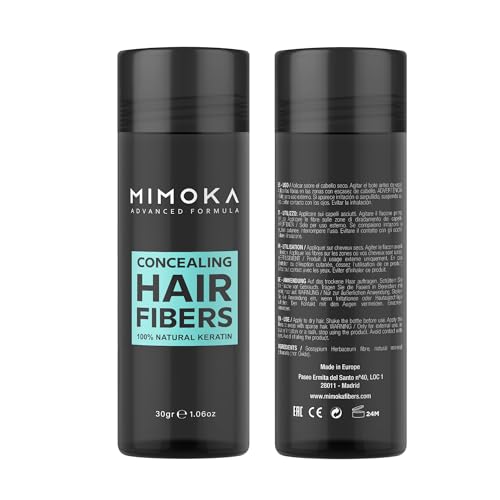 FIBRAS CAPILARES MIMOKA - Disimula la Calvicie al Instante - Microfibras Imperceptibles 100% Naturales- Para Pelo y Barba - Dosificador en Polvo Pelo Hombre y Mujer - Castaño Claro- 30 gr