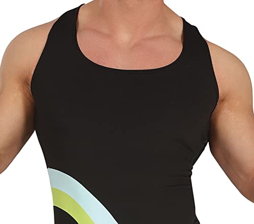 FIESTAS GUIRCA Disfraz de Traje Gimnasta Años 80 - Mono Multicolor Instructor de Gimnasia para Hombre Adulto Talla M 48-50