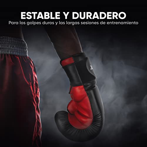 FIGHTR Guantes de Boxeo, Ideales para Estabilidad y Fuerza de Impacto, Guantes de Boxeo para Boxeo, MMA, Muay Thai, Kickboxing y Artes Marciales, Incluye Bolsa de Transporte (Negro/Rojo, 08 oz)