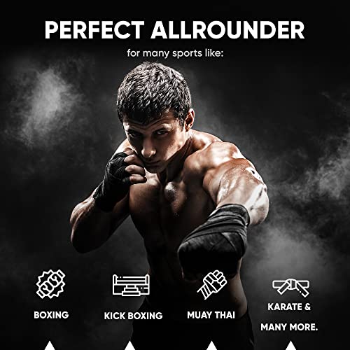 FIGHTR® Premium Vendas de Boxeo máxima Estabilidad y Seguridad | 4m Cinta de Boxeo Medio elásticos con Lazo para el Pulgar para Boxeo, MMA, Mauy Thai - Box Bandage Sport