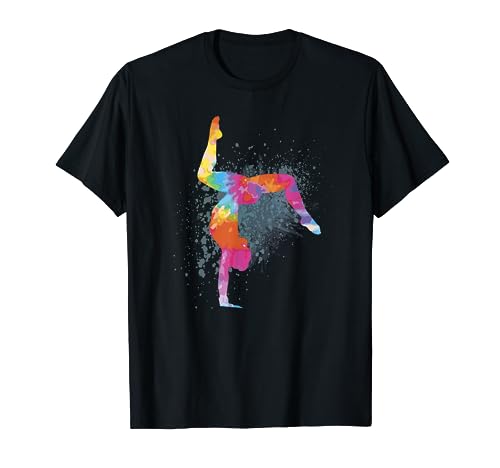 Figura de niña de gimnasia de acrobata. Turn artístico. Camiseta