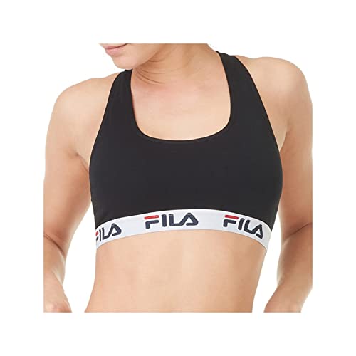 FILA Sujetador Deportivo Mujer algodón, Top Deportivo Mujer, sin armazón, Negro, M