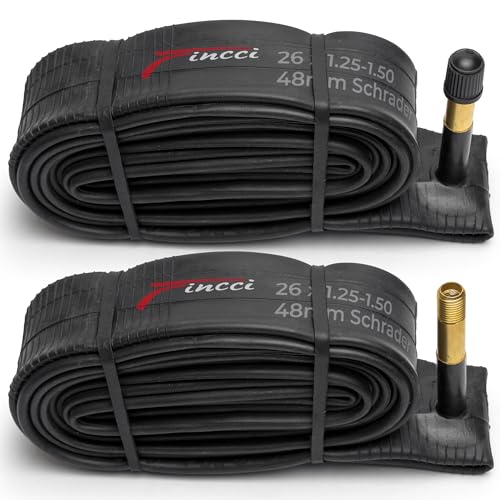 Fincci Par 26 x 1,25 1,50 Pulgadas 48mm Cámaras de Aire Schrader Válvula Interior para Carretera MTB Montaña Hibrida Bici Bicicleta (Paquete de 2)