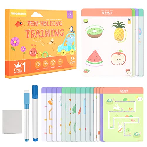 Finetoknow Caligrafía Niños Cuadernos para Disgrafía cuadernos reutilizables para caligrafía 72 páginas tarjetas de entrenamiento en el agarre del lápiz Etapa primaria para niños 3+