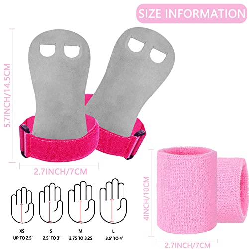 FINGER TEN - Guantes de gimnasia para niños, adultos, manopla de protección de palmas con pulseras deportivas para ejercicios, tracción, crossfit/barra, gimnasia (S, rosa)