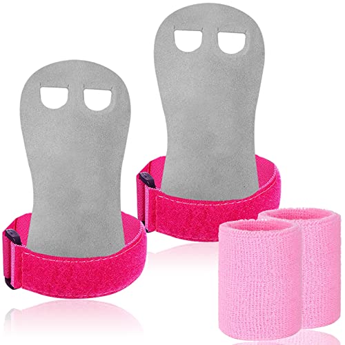 FINGER TEN - Guantes de gimnasia para niños, adultos, manopla de protección de palmas con pulseras deportivas para ejercicios, tracción, crossfit/barra, gimnasia (S, rosa)