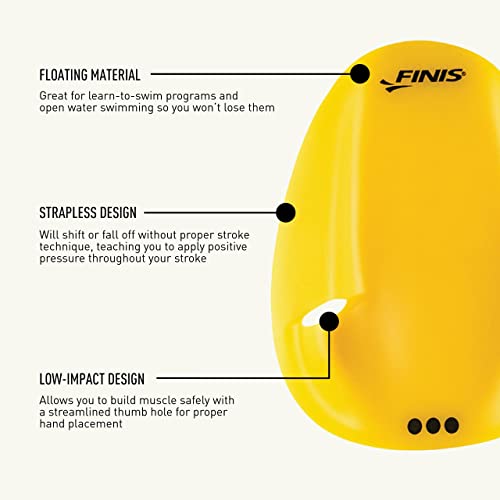 FINIS Agility Paddles (Floating) Tubo Frontal de Natación, Unisex Adulto, Amarillo, Large