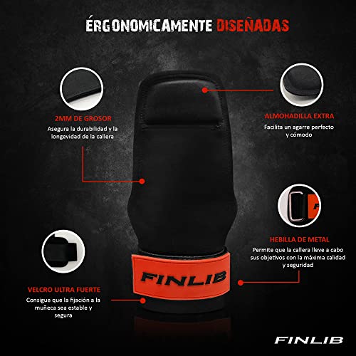 FINLIB Calleras para Crossfit Potencia tu Agarre y Levanta más Guantes Gimnasio Hombre y Mujer Unisex Calleras Calistenia Efecto Straps y Muñequeras Gym Guantillas Fitness Powerlifting(Rojo)