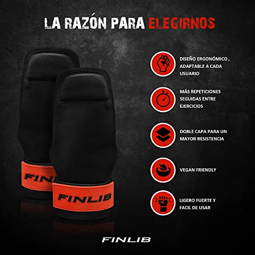 FINLIB Calleras para Crossfit Potencia tu Agarre y Levanta más Guantes Gimnasio Hombre y Mujer Unisex Calleras Calistenia Efecto Straps y Muñequeras Gym Guantillas Fitness Powerlifting(Rojo)