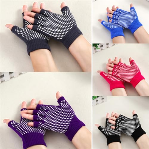 Firulab Guantes de Yoga, Guantes de Fitness, Guantes de Yoga de Medio Dedo para Mujer, Guantes de Levantamiento de Pesas Transpirables con Agarre Superior y protección de Palma para Gimnasio de Yoga