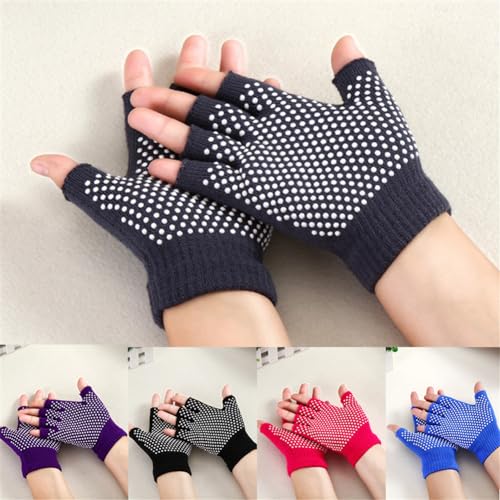 Firulab Guantes de Yoga, Guantes de Fitness, Guantes de Yoga de Medio Dedo para Mujer, Guantes de Levantamiento de Pesas Transpirables con Agarre Superior y protección de Palma para Gimnasio de Yoga