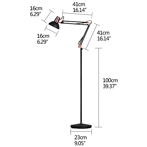 FIRVRE Negro Lámpara de Pie de Metal Lámpara de Lectura Con Brazo Oscilante de Pie Lámpara de Arquitecto Clásica Ajustable Luz de Trabajo Multiarticulada Alta Para Salón Habitación Oficina Estudio