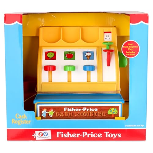 Fisher Price Classics 2073 Cash Register, Educational and Learning Toy, Ideal for Toddler Role Play, Classic Toy with Retro-Style Packaging, Suitable for Boys and Girls Aged 2 Years +