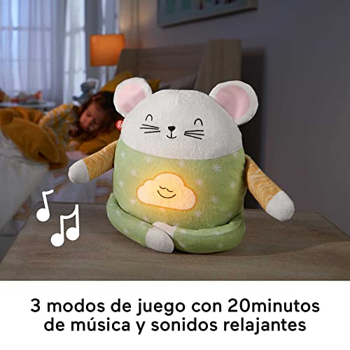 Fisher-Price Ratoncito medita conmigo Peluche con luces relajantes, ayuda a dormir, juguete para niños (Mattel HHH41)