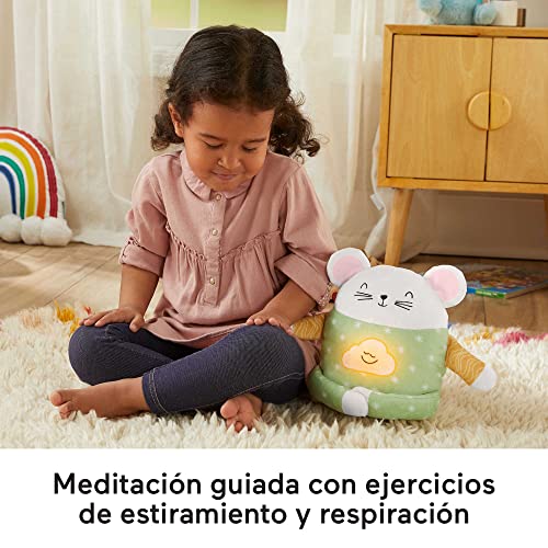 Fisher-Price Ratoncito medita conmigo Peluche con luces relajantes, ayuda a dormir, juguete para niños (Mattel HHH41)