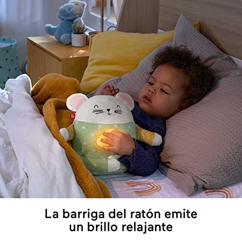 Fisher-Price Ratoncito medita conmigo Peluche con luces relajantes, ayuda a dormir, juguete para niños (Mattel HHH41)