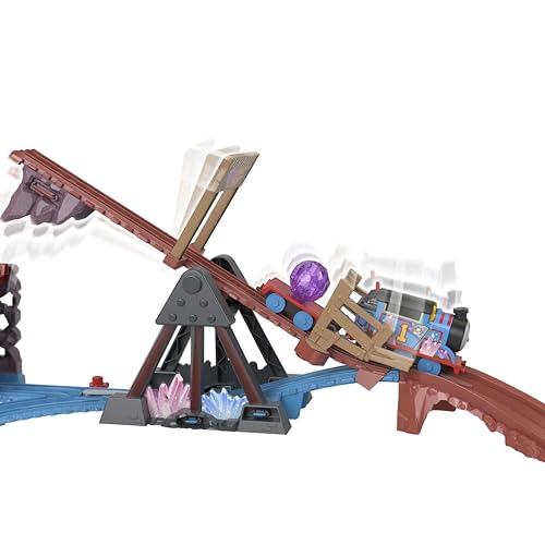 Fisher-Price Thomas y sus Amigos Circuito de tren motorizado, aventura en las cuevas de cristal con Thomas, puente basculante y pista de 2,5metros para niños y niñas a partir de 3 años, HMC28