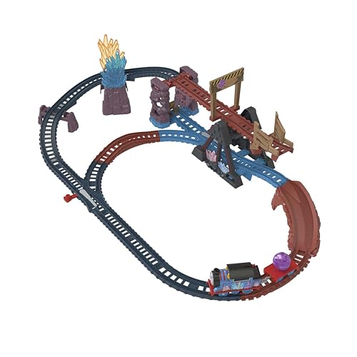 Fisher-Price Thomas y sus Amigos Circuito de tren motorizado, aventura en las cuevas de cristal con Thomas, puente basculante y pista de 2,5metros para niños y niñas a partir de 3 años, HMC28