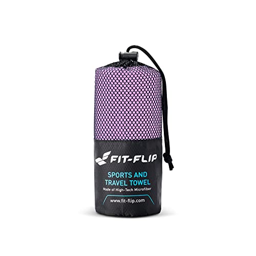 Fit-Flip Toalla Microfibra – en Todos los tamaños, 12 Colores – compacta, Ultraligera y de Secado rápido – Toallas de Microfibra – Toalla Gym, Toalla Viaje y Toalla Piscina (30x50cm Lila - sin Bolsa)