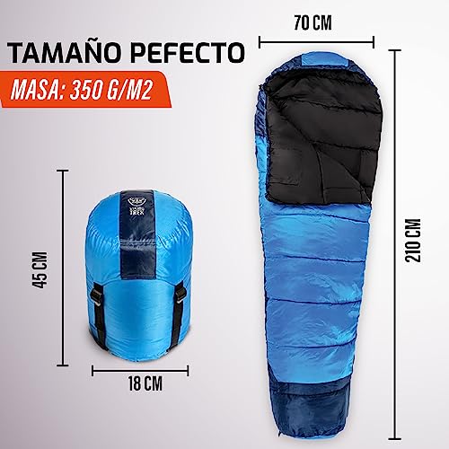 FIT NATION Viking Trek Saco de Dormir Invierno y Verano - 350 g. de Relleno cálido y Transpirable. Sacos de Dormir Adultos/Adolescentes/niños para Festivales, Senderismo y mochileros.