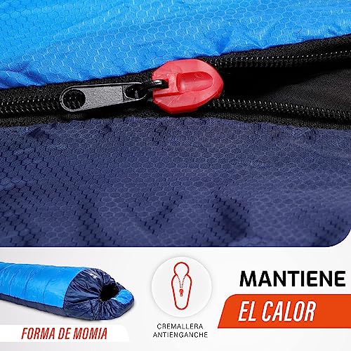 FIT NATION Viking Trek Saco de Dormir Invierno y Verano - 350 g. de Relleno cálido y Transpirable. Sacos de Dormir Adultos/Adolescentes/niños para Festivales, Senderismo y mochileros.