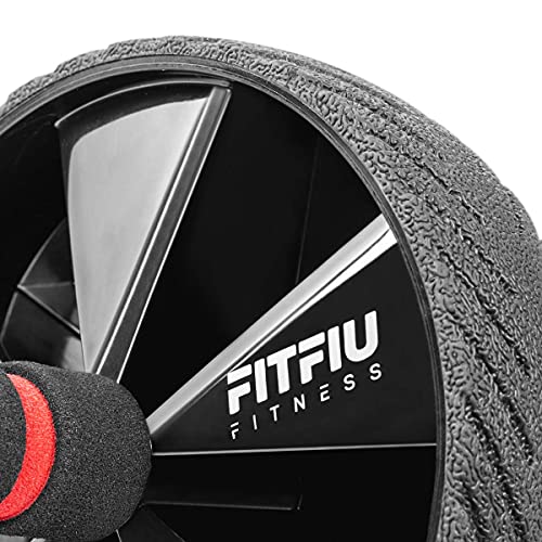 FITFIU Fitness ABWHEEL-180 - Rodillo abdominales con rueda de 15cm, mangos acolchados y base deslizante, Ab roller con alfombrilla, para fortalecer core y abdominales