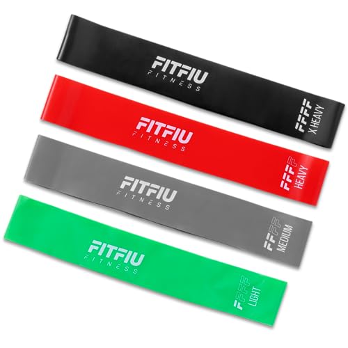 FITFIU Fitness BANDFIT-400 - Bandas elásticas de Resistencia para rutinas Fitness en casa, látex y con 4 Niveles de Resistencia, Cintas elásticas Ideal para Trabajar Musculatura de Todo el Cuerpo