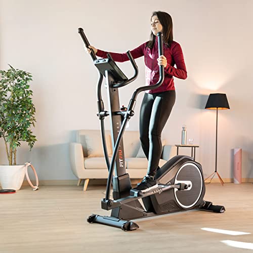 Fitfiu Fitness BELI-400 - Bicicleta Elíptica con 16 programas de Entrenamiento, Disco inercia de 6kg, Pulsómetro, Bluetooth con conectividad a App Kinomap + Zwift + iconsole