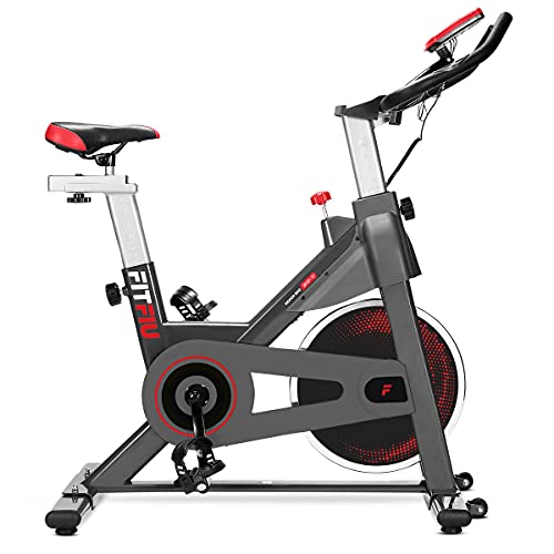 Fitfiu Fitness BESP-70 - Bicicleta Indoor Disco de inercia 13kg, pulsómetro, múltiples Niveles de Resistencia, Manillar y sillín Deportivo Regulables, Pantalla LCD