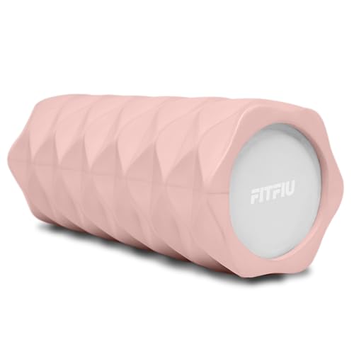 FITFIU Fitness ROLLER-PAT - Rodillo Fitness de Espuma para terapia masaje color Rosa, Roller EVA espuma rigido punto de activación para Yoga y Pilates