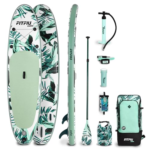 Fitfiu Fitness - Tabla Paddle Surf Hinchable con Kit Completo, Tabla Sup con Remo, Bomba infladora, 3 Aletas + Accesorios, Tabla de Stand Up Paddling 320x81x15cm (Verde)