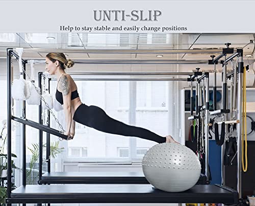 Fitness Ball, Anti-Burst Pilates Ball 55cm/65cm/75cm/85cm Asiento Multiusos Ejercicio Ball Fitball 2 en 1 Masajeador para Fitness Yoga Estiramiento y Pilates (65 cm, Plata)